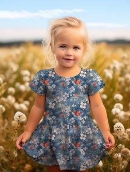 VORBESTELLUNG * Denim Optik Blumen - Schmetterlinge