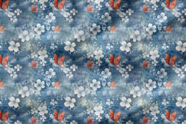 VORBESTELLUNG * Denim Optik Blumen - Schmetterlinge