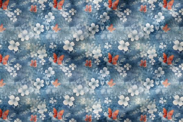 VORBESTELLUNG * Denim Optik Blumen - Schmetterlinge