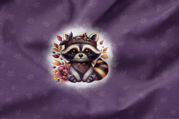 *Woodland Dreams* - Eigenproduktion -Waschbär - French Terry - EInzelpanel - 1