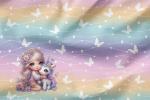 Vorbestellung * Sweet Girl with Unicorn - Eigenproduktion - Pastel Schmetterlinge